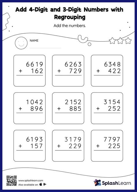 4 digit number addition worksheet|4 digit addition with regrouping worksheet .